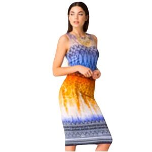🎉HP! Bebe Braided Back Jersey Dress Blue Multi XSP